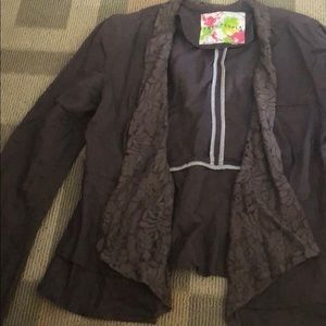 Cotton/linen blend Tailored Lace decorated blazer